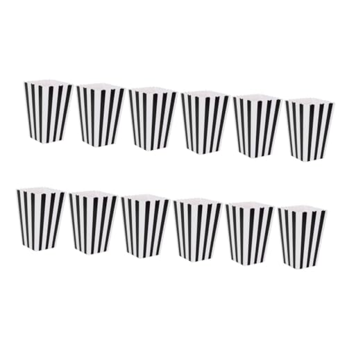 CIYODO 12Pcs Striped Paper Popcorn Boxes Safe Reliable Popcorn Containers for Parties Events Movie for Snacks Treats Favors