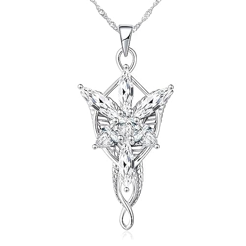 Valman Lord of The Ring Arwen Evenstar Pendant Necklace Evenstar Necklacewith Cubic Zirconia Elvish Jewelry for Women