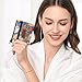 Energather Cute Coin Purse, PU Leather Coin Pouch Coin Purse Pouch with Lovely Cartoon Print, Change Purse with Key Chain, Portable Coin Holder Pouch with Zippers for Lipstick, Key (blue)