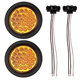 Quivorant 4'' Round Trailer Tail Light, 2pcs 24 LED Round Amber Strobe Lights,...