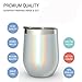 CHILLOUT LIFE 12 oz Stainless Steel Wine Tumblers 2 Pack - Double Wall Vacuum Insulated Wine Cups with Lids and Straws Set for Coffee, Wine, Cocktails - Holographic Glitter