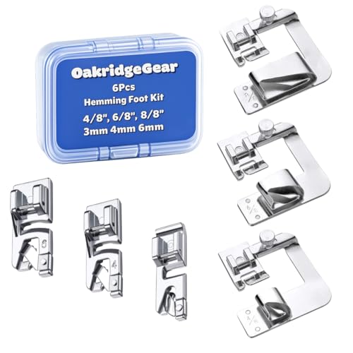 Hemming Foot Kit 6Pcs Includes Wide Rolled Hem Foot Set and Narrow Foot Hemmer Set for Brother Singer Janome Low Shank Sewing Machines Use