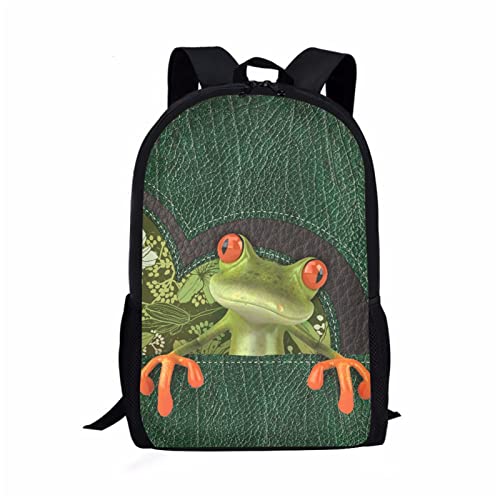 Mumeson Funny Frog Print Backpacks Bookbag for Kids Elementary School Lightweight Backpack Rucksack School Supplies Schoolbag