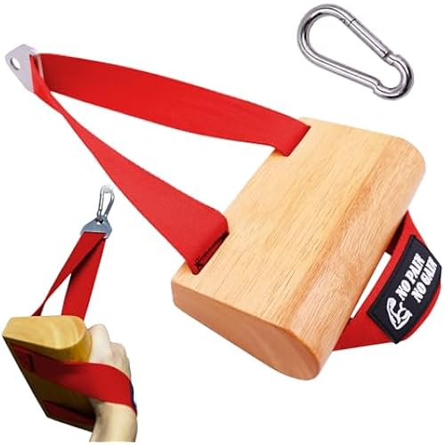 Ergonomic Arm Wrestling Handle with Wooden Grip, Wrist & Forearm Strength Training Attachment for Cable Machines