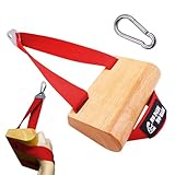 Ergonomic Arm Wrestling Handle with Wooden Grip, Wrist & Forearm Strength Training Attachment for Cable Machines (Red)