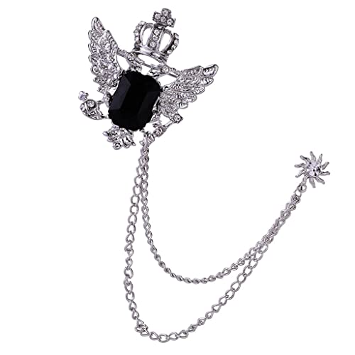 Corona con plata en pin de cuello masculino con cadena
