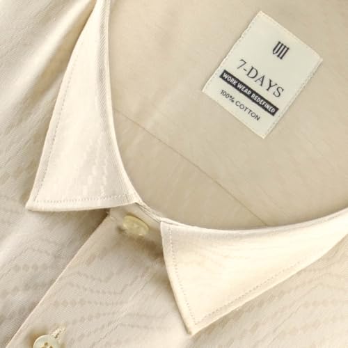 Image of 7-DAYS Men's Premium Formal Shirts - Regular Fit, Full Sleeve, 100% Pure Cotton, Self-Design, with Pocket - Stylish Office Shirts for Men