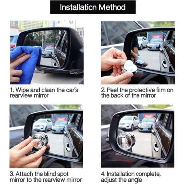 Image of CarWoW Round Blind Spot Mirror For Car ORVM Mirror | 360 degree Adjustable Convex Blind Spot Mirror Suitable For All Cars, Bikes, Trucks (2-pcs)