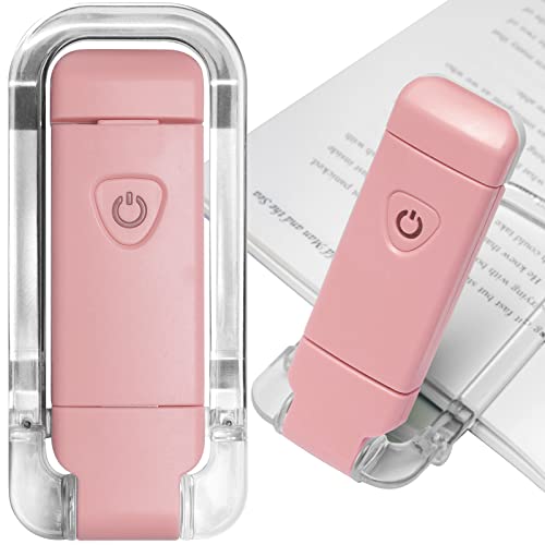 Image of EGWASER Book Reading Light, Portable USB Rechargeable LED Clip on Book Lights for Reading in Bed, 3 Brightness Adjustable Dimmable Bookmark Light for Eye-Protection, Reading Lamp(Pink)