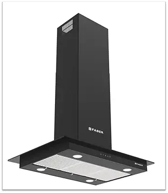 Faber 90 cm 1000 m3/hr Straight Glass Ceiling Mounted Chimney (Hood Hercules ISOLA DTC BK 90,Baffle Filters Touch Control, Black)