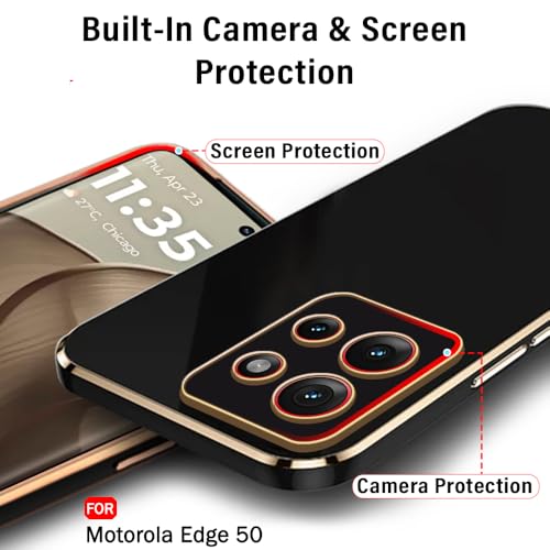 Image of TheGiftKart Luxurious Golden-Plated Back Cover Case for Motorola Moto Edge 50 5G | Raised Lips for Camera & Screen Protection | Shockproof Design | Stylish Back Cover for Moto Edge 50 5G