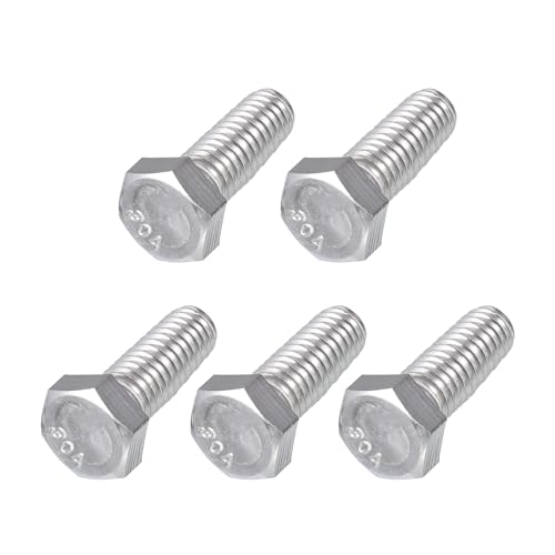 Image of METALLIXITY Hex Head Bolts (3 /8-16 x 1) 5Pcs, 304 Stainless Steel 18-8, Fully Threaded, External Hex Drive, Plain Finish, Hex Head Screw Bolt, Silver