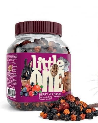 Little One Snack | Snack per Roditori | Conigli | Cincillà | Degus | Porcellini d'India | 5 x 200 gr (Frutti Di Bosco)