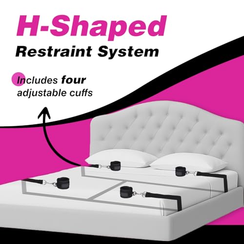 Kit de bondage pour lit de chambre avec sangles noires réglables - 3