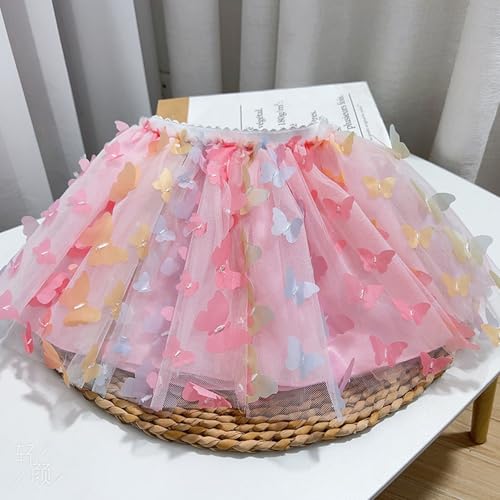 Princess Girls Tutu Skirt with 3D Butterfly 4-Layer Tulle Party Dress for Toddler Birthday Gift for Kids 4-12 Years2