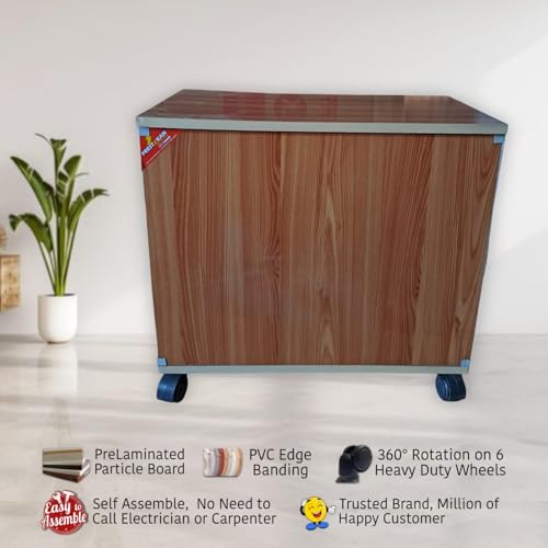 Image of Wooden 150 Kg Load Capicity Inverter Battery Trolley Box for Home & Office Cabinet | Battery Cover | 360 Rotating on 6 Heavy Duty Wheels & PVC Edge Band for Strength (Regal)