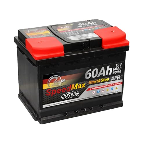 Immagine prodotto: SMC batteria Auto 60Ah AFB Speed Max 600A 12v L2 Start&Stop polo positivo a destra per motori dotati Start-Stop 242x175x190 mm Lunga durata EFB 64Ah 65Ah