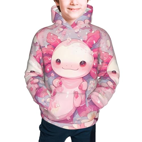 Axolotl Flower Kids Pullover Hoodies Boys Sweatshirts Girls Athletic Clothes with Pocket2