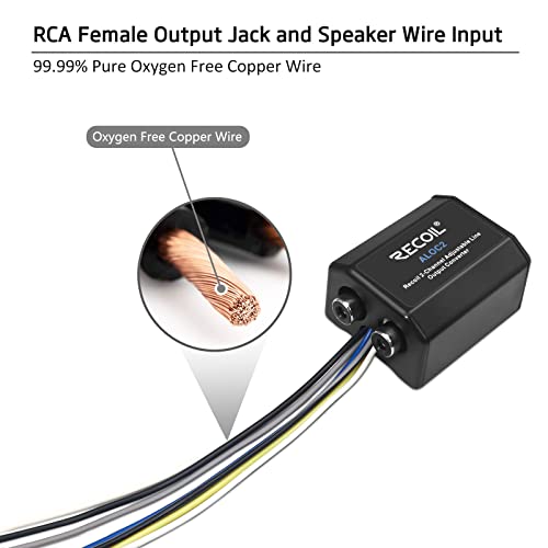 Miniatura 2 de Recoil Aloc2 Convertidor De Línea De 2 Canales, Cable De Altavoz A Rca Ajustable Para Amplificador, Con Alimentación Remota, Transformador De Aislamiento De Ruido