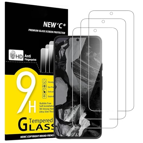 NEWC 3 Pack Designed for Google Pixel 8A Screen Protector Tempered Glass Case Friendly Scratch-proof Bubble Free Ultra Resistant