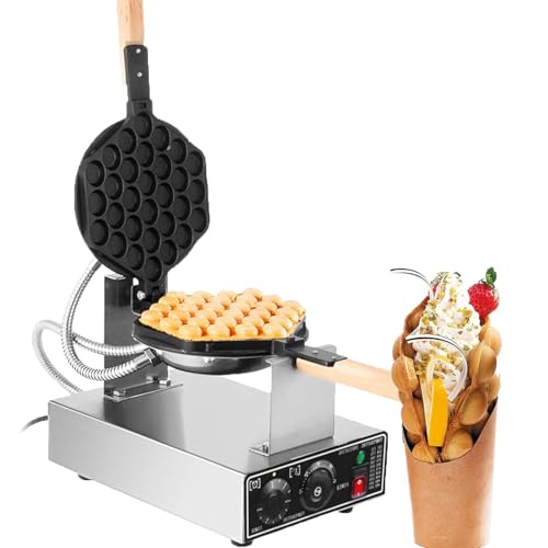 Dfdieratve Commercial Bubble Waffle Maker 1400W Egg Puff Waffle Maker Non-stick Hong Kong Egg Waffle Maker Stainless Steel Bubble Waffle Machine, Independent Temp & Time Control
