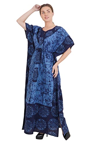 Image of Onekbhalo Women's Cotton Floral Kaftan Nighty Maxi Gown (OK Free Size)