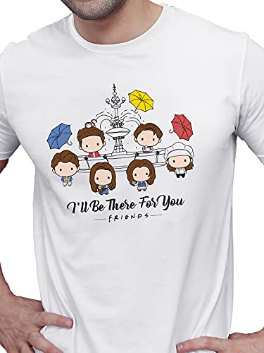 Image of The Souled Store|F.R.I.E.N.D.S I'll Be There for You Round Neck Mens and Boys T-Shirt|Graphic Printed Half Sleeve| 100% Cotton White Color T-Shirt