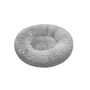 Cama para Mascotas, Cama para Gatos, Cama para Mascotas, Cama mullida, de Felpa Redonda, Suave, Antideslizante, cojín para Gatos, Lavable a máquina (M~50 cm, Gris Claro)