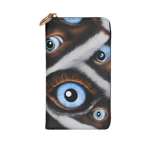 The Evil Eye Looked Prints Leather Long Clutch Wallet for Fashionable Girls and Women - Durable, Stylish, and Functional, Black, One Size2