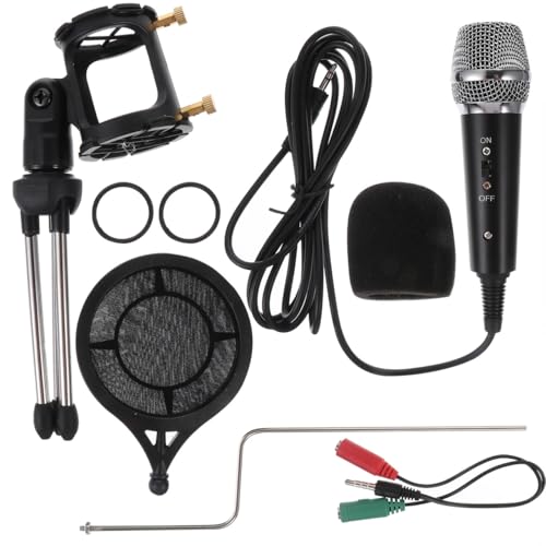 Microphone à condensateur USB avec support de bureau stable et filtre anti-pop amovible noir