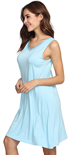 Image of GYS Cooling Bamboo Viscose Nightgowns for Women, Lightweight Sleeveless V Neck Sleep Shirt for Hot Sleepers, Soft Night dress