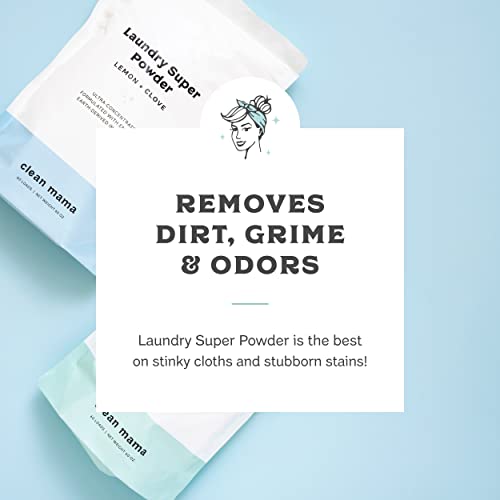 Clean Mama Laundry Super Powder Detergent - Extra Strength Laundry Detergent Powder - Natural Laundry Detergent For Sensitive Skin - Enzyme Powered, Fights Stains & Odors - Sweet Mint, 60 Loads #TOP4
