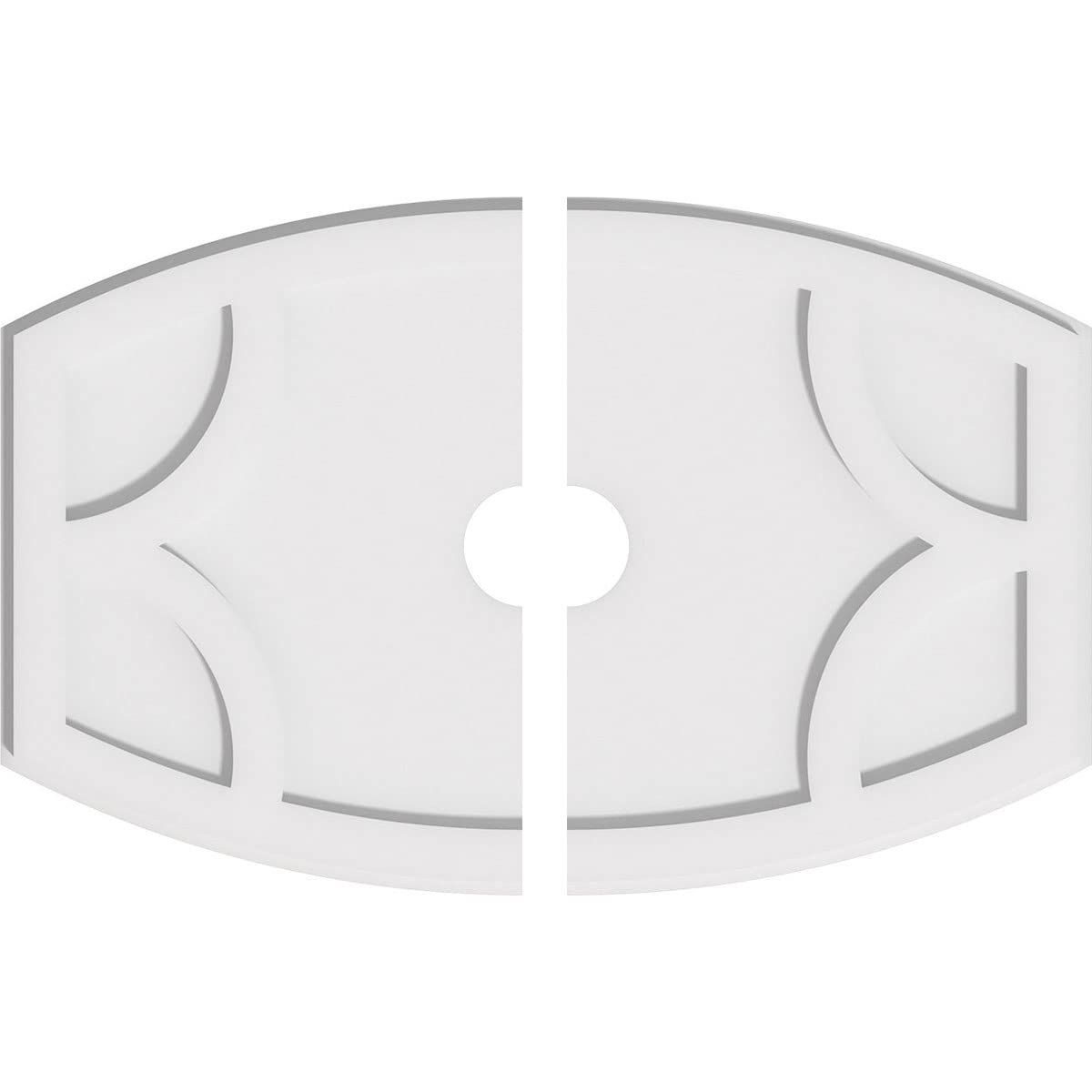 Ekena Millwork CMP26X17KY2-03000 Kailey Architectural Grade PVC Contemporary, Two Piece Urethane Ceiling Medallions 26"W x 17 3/8"H x 3"ID x 14"C x 1"P