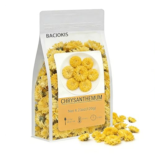 120g (4.23oz) Premium Chrysanthemum Tea Loose Leaf Natural Dried Chrysanthemum Flowers Pure - Sugar/Caffeine/Gluten Free For Making Tea ﻿(Chrysanthemum)