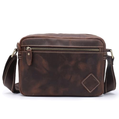 Handmade Men's Bag Vintage Single Shoulder Bun Top Layer Cowhide Crossbody Messenger Bag
