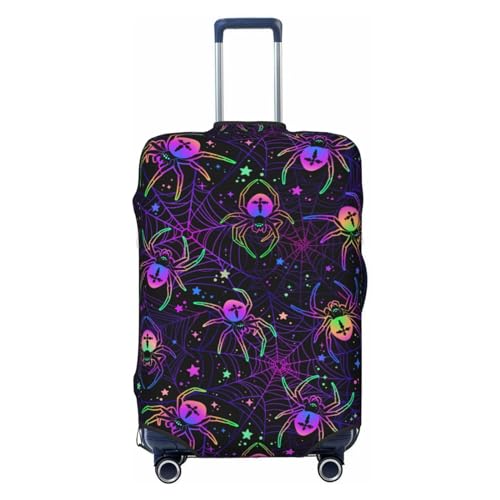 Multi-colored Spiders Luggage Cover TSA Approved Stylish Dust and Scratch Resistant Luggage Case Protector Washable Elasticated Luggage Covers for Kids and Adults