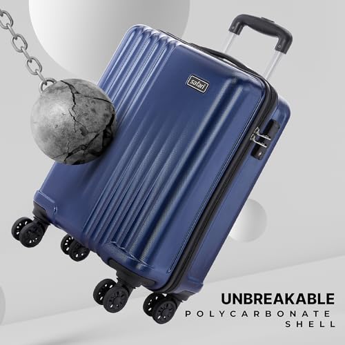 Image of Safari Ryder TSA Lock 8 Wheels 69 Cms Medium Check-in Trolley Bag Hard Case Polycarbonate 360 Degree Wheeling System Luggage, Midnight Blue