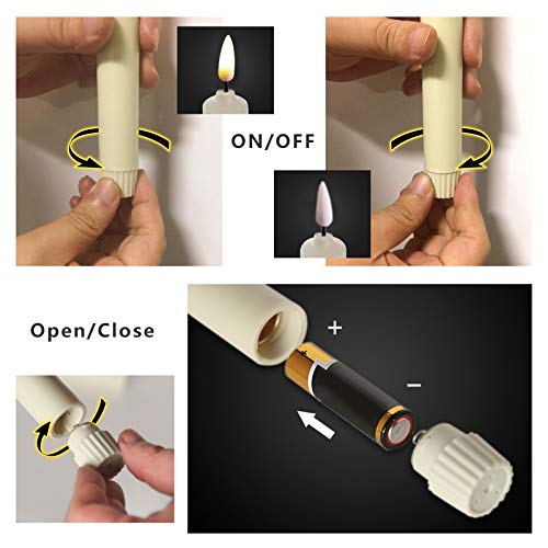 6Pack Flameless 8'' Window Candles With 6 Clips+6 Suction Cup+6 Golden Candleholders. Battery Powered Ivory Taper Candles With Remote And Timer & Candlestick.remote Included.christmas Decor Candles #TOP5