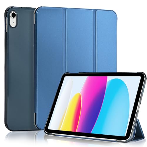 4UBonLife Custodia Per iPad 11ª Generazione A16 11 Pollici 2025, iPad 10ª Generazione10,9 Pollici 2022, Cover Protettiva Sottile e Leggera con Retro Rigido Traslucido Guscio Cover,Blu Scuro