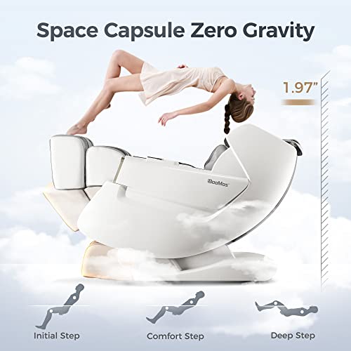 Iboomas Sl Track Massage Chair, Ai Voice Massage Chair Zero Gravity Full Body With Back And Foot Heating,Thai Stretching,Shortcut Key,Auto Scan,Negative Ions,Foot Rollers(White) R8603 #TOP3