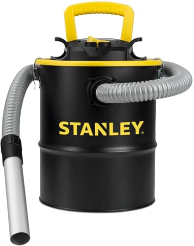 STANLEY 4 Gallon Ash Vacuum Cleaner, 4 HP Powerful Motor, Portable Ash Canister for Pellet Stoves, Wood Stoves, BBQ Grills, Fireplaces & Fire Pits