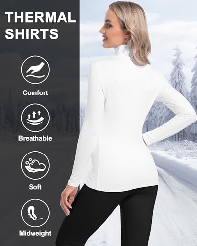 CL convallaria Turtleneck Thermal Underwear Shirts Women Fleece Lined Base Layer Tops Long Sleeve 2 4 Pack2