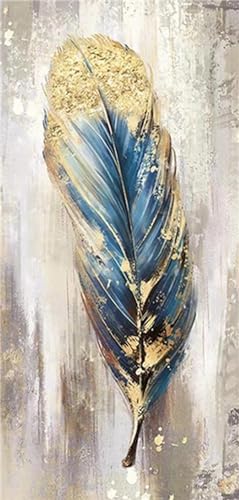 Diamond painting kit complet plume bleue - Le cadeau créatif idéal pour adulte et enfant 5D
