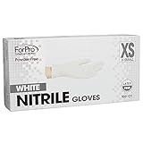 For Pro White Nitrile Gloves, X-Small, 100 Count