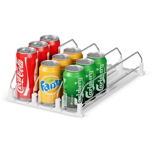 HIYOHIYO 3 Row Auto-Push Drink Organizer for Fridge, Automatic Pushing