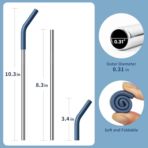Image of Straw for 20oz YETI Tumbler, Reusable Metal Straight Straw with Rubber Tip