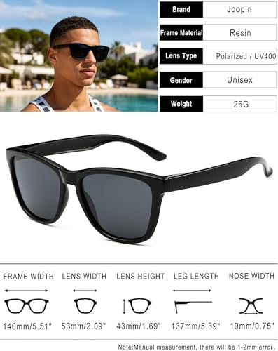 Image of Joopin Square Sunglasses Polarized UV400 Designer Sun Glasses Men Women