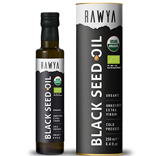 Black Seed Oil, Organic, 8.4 Fl Oz, RAWYA, Cold Pressed, Glass Bottle, Nigella Sativa Oil, Non-GMO, Black Cumin Seed Oil, also known as Kalonji Oil, Nigella Oil