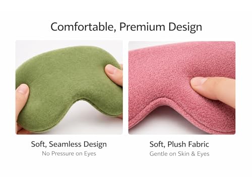 Image of Velvet Eye Sleep Mask for Men & Women Soft Light Blocking Sleeping Eye Mask with Adjustable Strap Travel Relaxation Eye Cover for Home Flight Deep Rest (Olive Green + Dusty Pink)