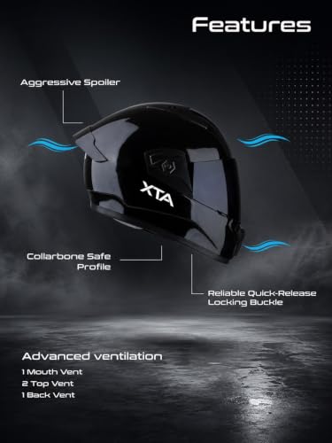 Image of DELETION Full Face Bike Helmet Black | ISI Certified Motorcycle Helmet for Men Impact Resistant ABS Shell | Scratch Resistant Visor | Lightweight Riding for Bike & Scooter